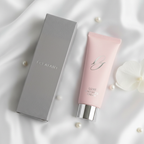 Pink skincare cream tube grey retail box soft white background minimalist luxury beauty product flat lay premium skincare photography - More4less Outlet