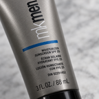 Close-up of the label on the Mary Kay MKMen Moisturizer Sunscreen SPF 25 tube