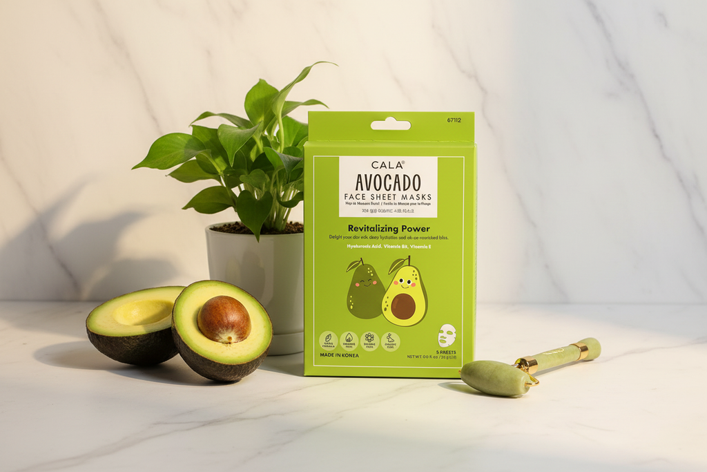 CALA Avocado Face Sheet Masks green box modern skincare vanity fresh avocados jade roller — More4less Outlet