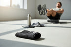 Active recovery fitness setup with Shock Doctor Flex Ice knee compression sleeve on athletic surface
