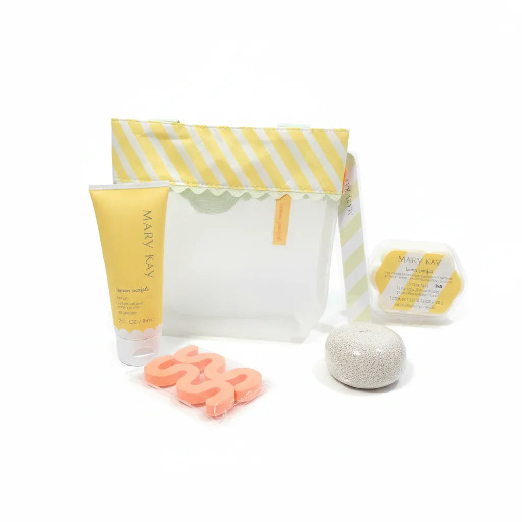 Mary Kay Lemon Parfait pedicure collection studio white background citrus branding lifestyle image