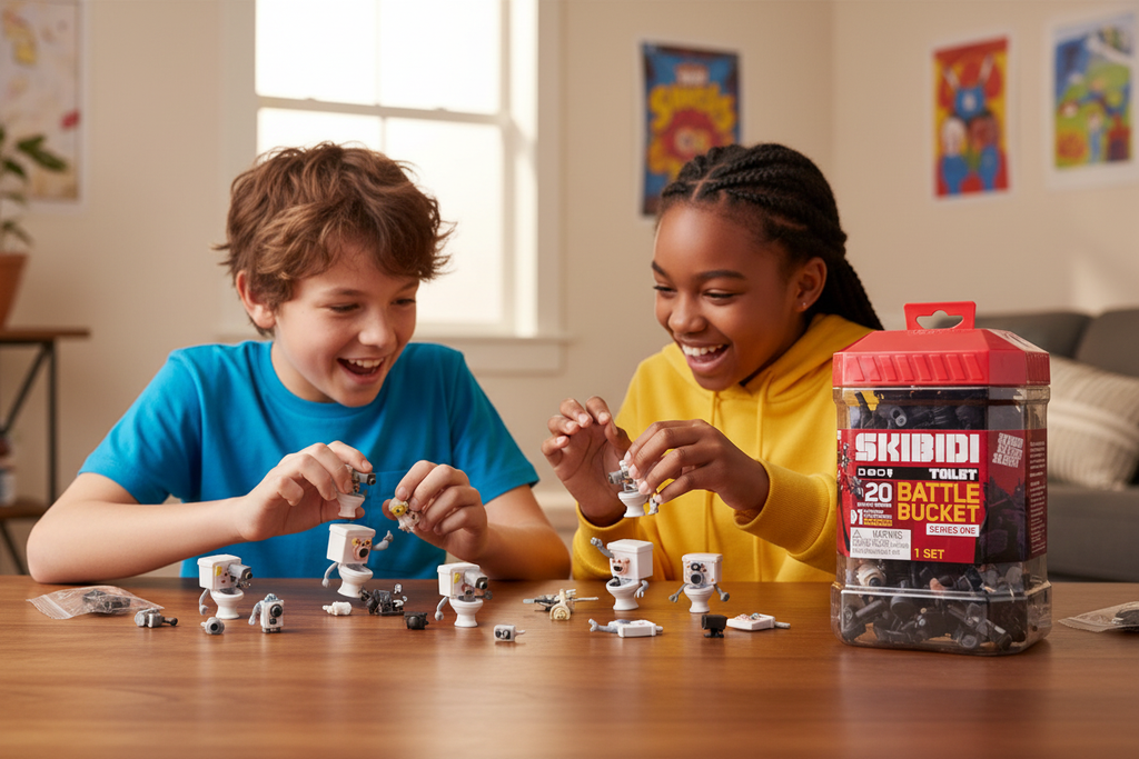 Skibidi Toilet Battle Bucket Series One 20-piece figure set by Bonkers Toy Co — new sealed — More4less Outlet Burlington KY