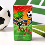 AI-generated soccer context image of JAFRA Skid Champ Eau de Toilette 50 ml retail box.