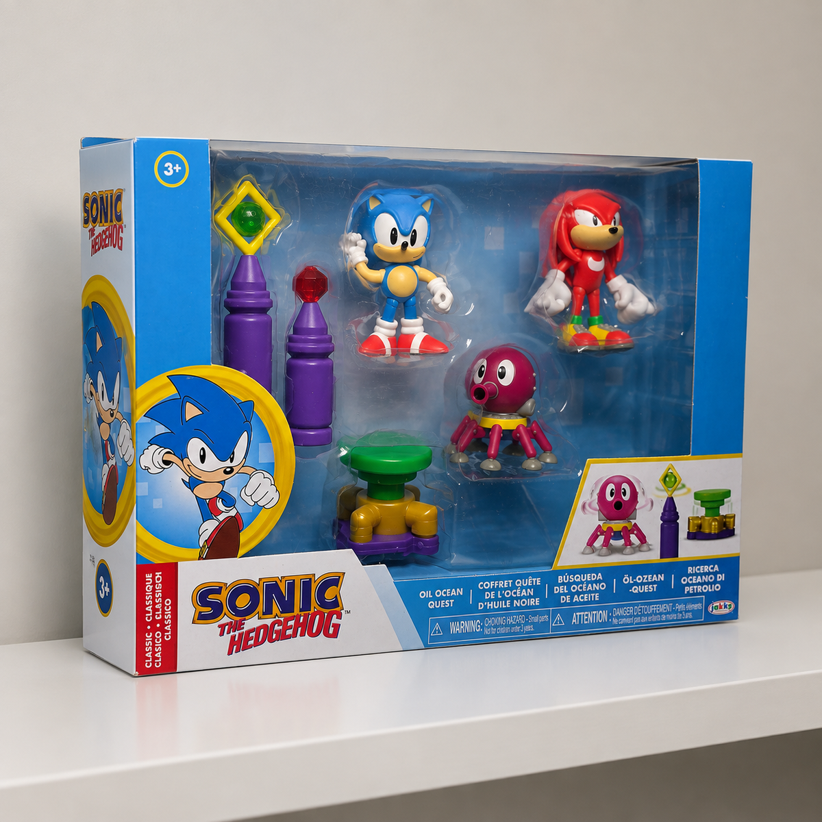 AI-generated angled boxed view of the Sonic the Hedgehog Oil Ocean Quest 2.5-inch diorama set showing the retail window package.