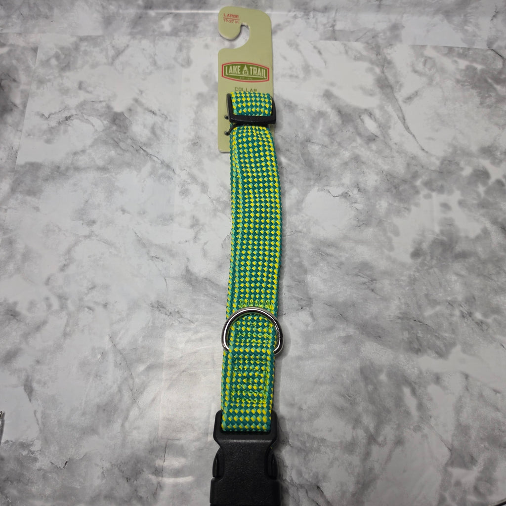 Lake & Trail large green braided dog collar front package 19 to 27 inches