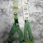 Lake & Trail small green braided step-in harness and matching leash on retail cards