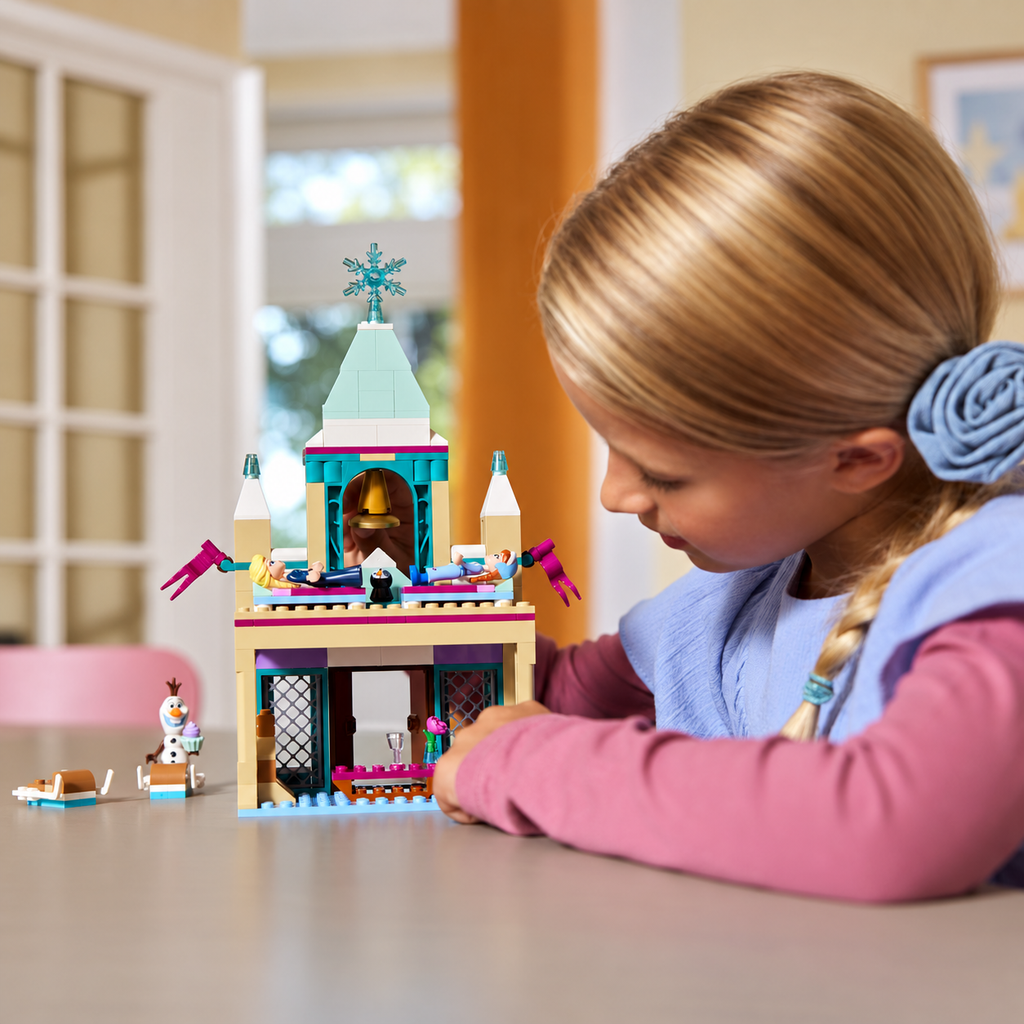 Playing with the movable beds and dining room of LEGO Arendelle Castle 43265