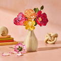 Completed Lifelines FlowCrafts paper flower bouquet displayed in its magnetic vase