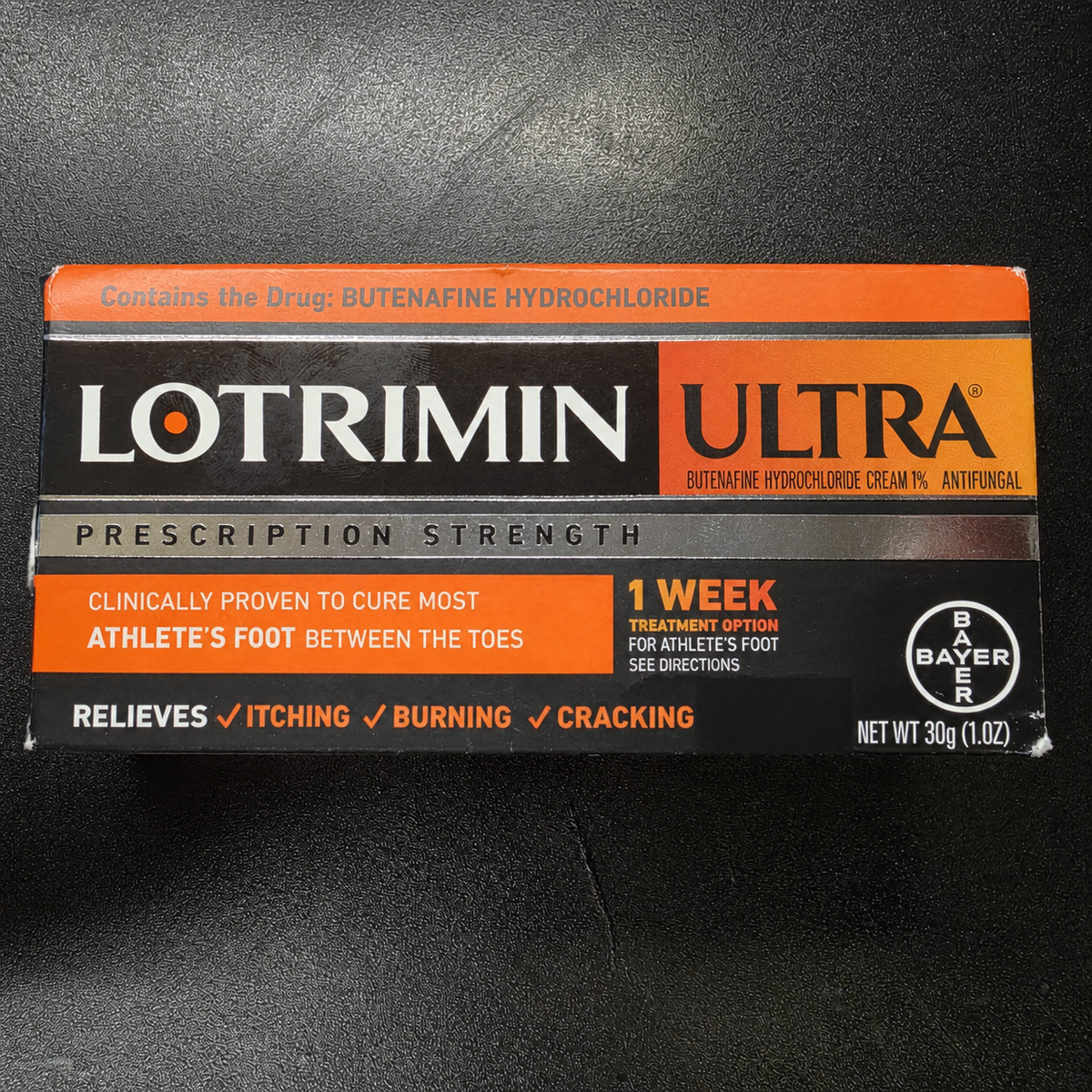 Actual Lotrimin Ultra athlete's foot antifungal cream 1.1 oz box with light shelf wear
