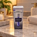 AI illustration of one closed LUMIFY Eye Illuminations 15 g eye-cream carton on a evening skincare counter; background props not included