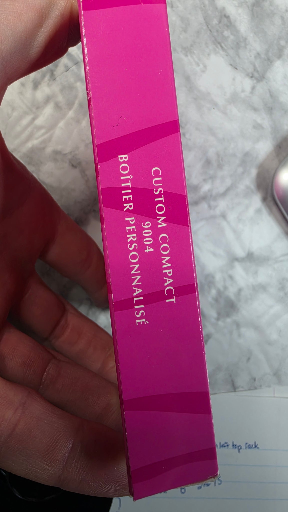 Original pink Mary Kay Custom Compact box label identifying model 9004