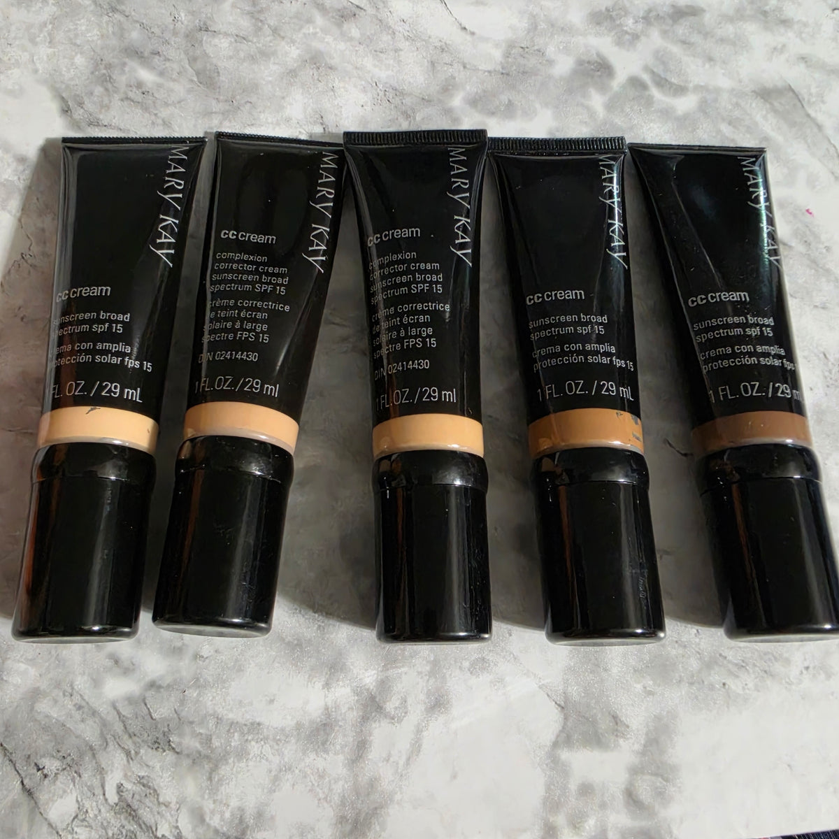 Mary Kay CC Cream SPF 15 in five shades from Very Light to Very Deep