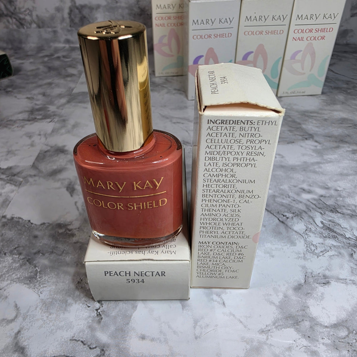 Mary Kay Color Shield Peach Nectar 5934 nail color with original box – actual More4less Outlet inventory