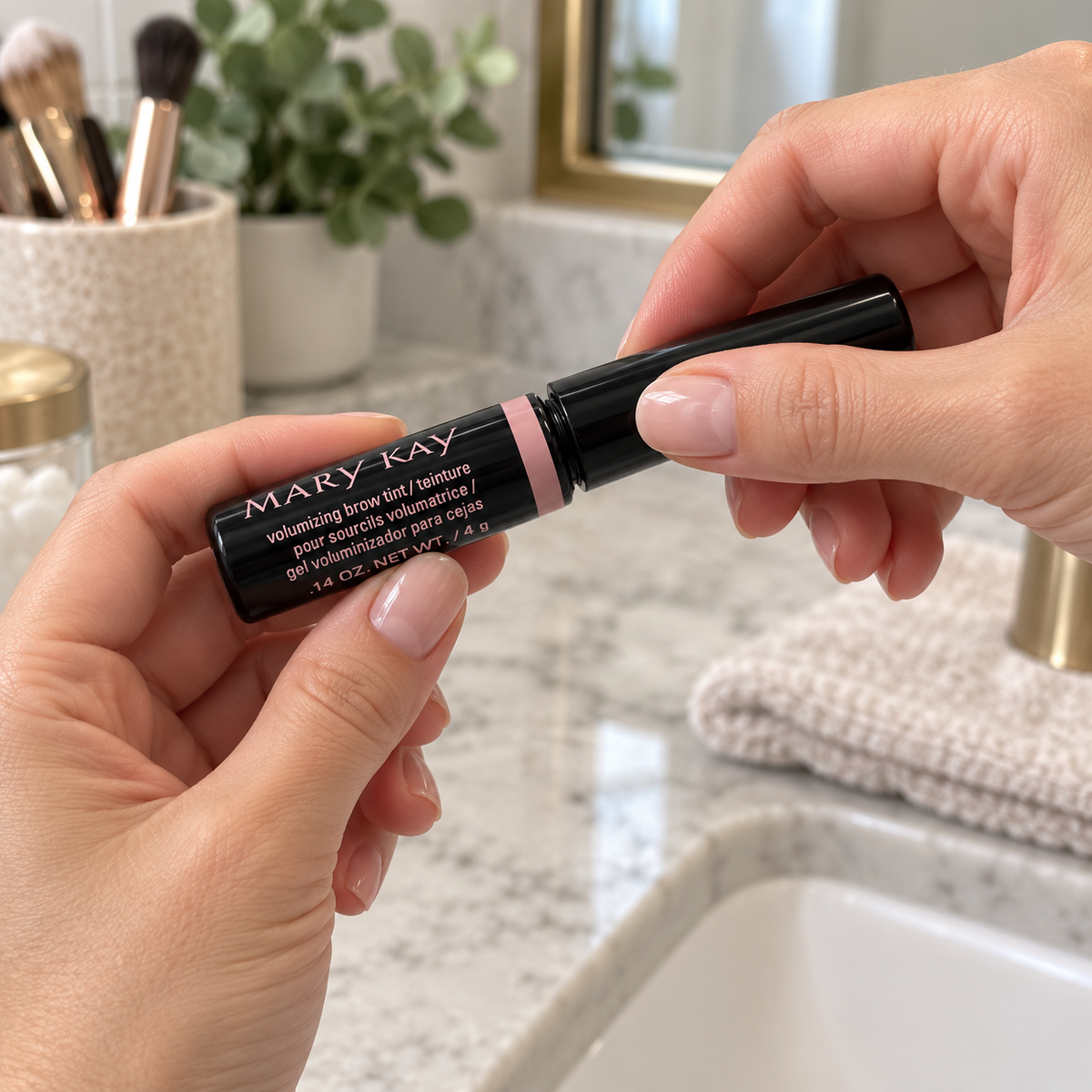 Closing the Mary Kay Volumizing Brow Tint tube