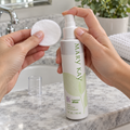 Mary Kay Botanical Effects Freshen Formula 3 being sprayed onto a cotton pad
