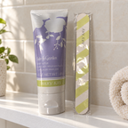 Mary Kay Into the Garden Foot Scrub 3 oz and included nail file on a bathroom shelf