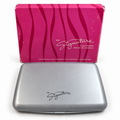 Closed silver-gray Mary Kay MK Signature Color Palette 9071 with original pink box; empty palette case