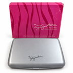 Closed silver-gray Mary Kay MK Signature Color Palette 9071 with original pink box; empty palette case