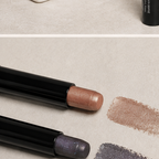 AI-generated contextual close-up swatch card for Mary Kay Smoke & Shimmer Eye Wand Amethyst Smoke and Enchanted shades.