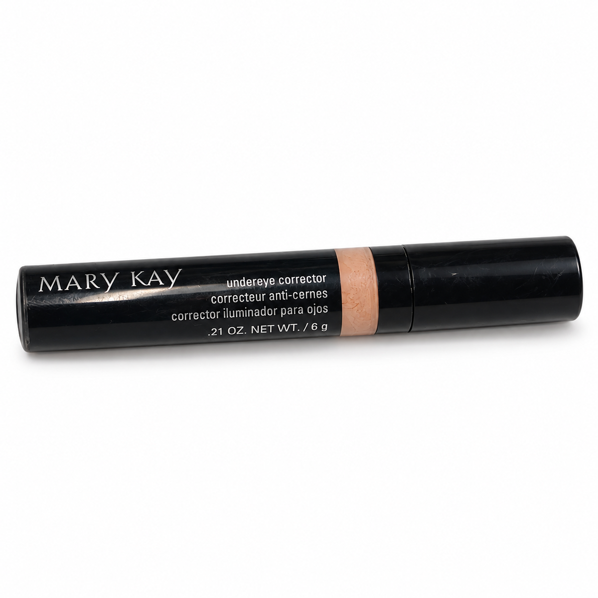 Mary Kay Undereye Corrector Peach 0.21 oz / 6 g closed black tube on white