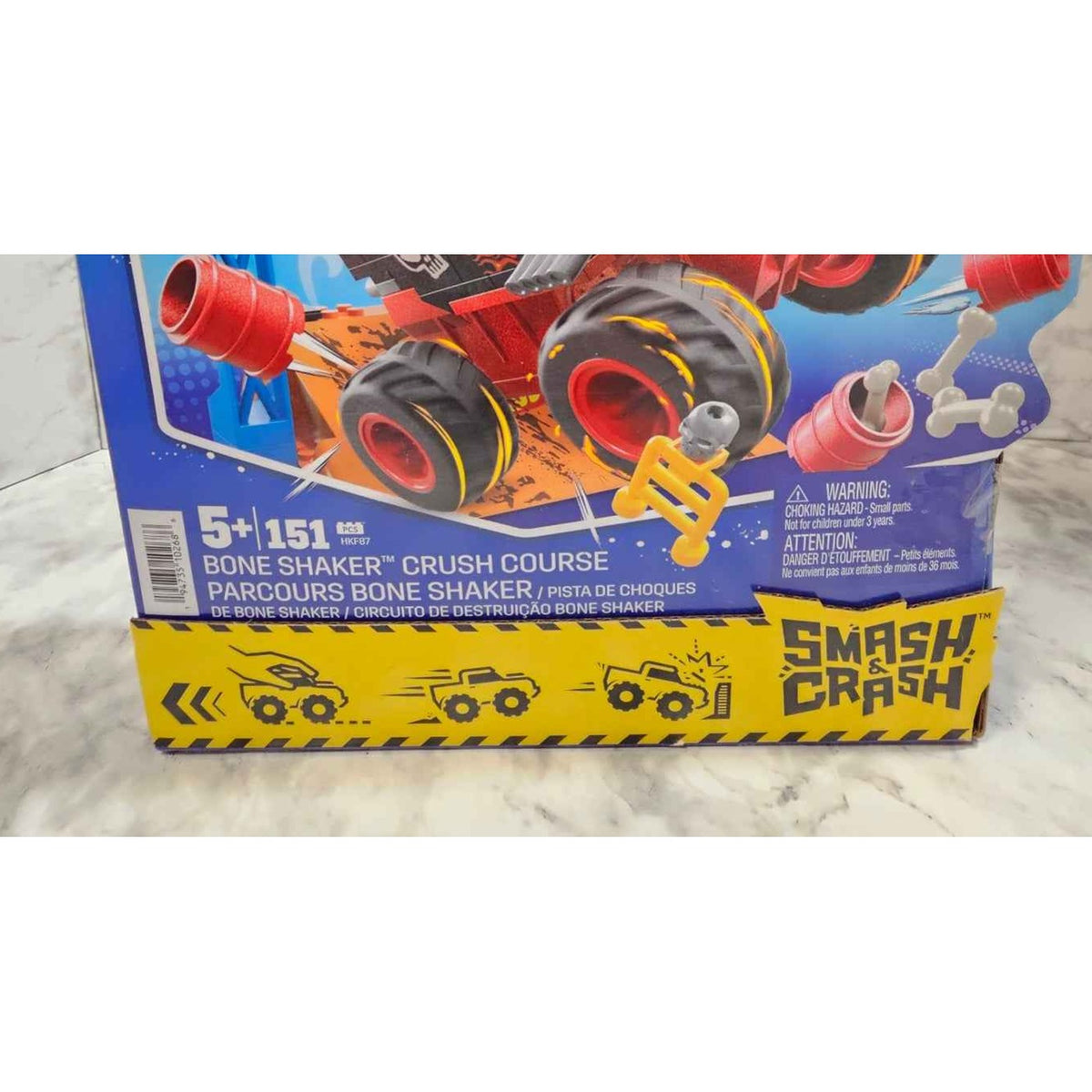 Actual photo detail of MEGA Hot Wheels Bone Shaker Crush Course 151 pieces and age 5 plus packaging