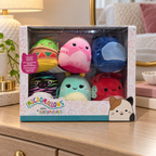 AI-generated lifestyle illustration of one closed Micromallows six-character window box in a dresser setting. Props not included.