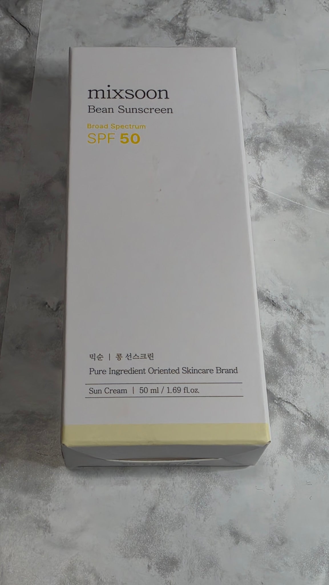 mixsoon Bean Sunscreen Broad Spectrum SPF 50 50 mL in its original carton