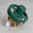 AI-generated contextual product view of the Moen 2510 Posi-Temp 1/2 in IPS rough-in valve with green plaster guard.
