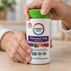 Opening a Rainbow Light Prenatal One multivitamin bottle