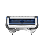 Manufacturer close-up of the original SkinGuard cartridge with two separated blades and central guard