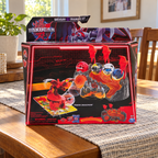 AI-generated context: pictured Bakugan Titanium Dragonoid Training Set retail carton with creases and edge wear on a dining table in a family home; room props not included, extra figures printed on carton are not additional included toys.