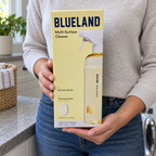Blueland Multi-Surface Cleaner starter-set carton held with both hands