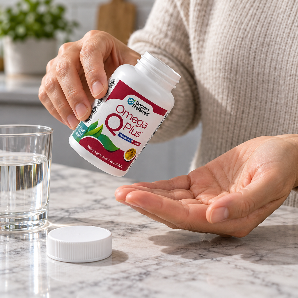 Preparing the Doctors’ Preferred Omega Q Plus bottle for use