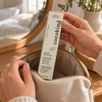 Cocokind Beginner Retinol Gel carton being packed in a fabric toiletry bag