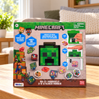 Minecraft 3-D Sticker Maker kit in its original retail box, styled family room setting