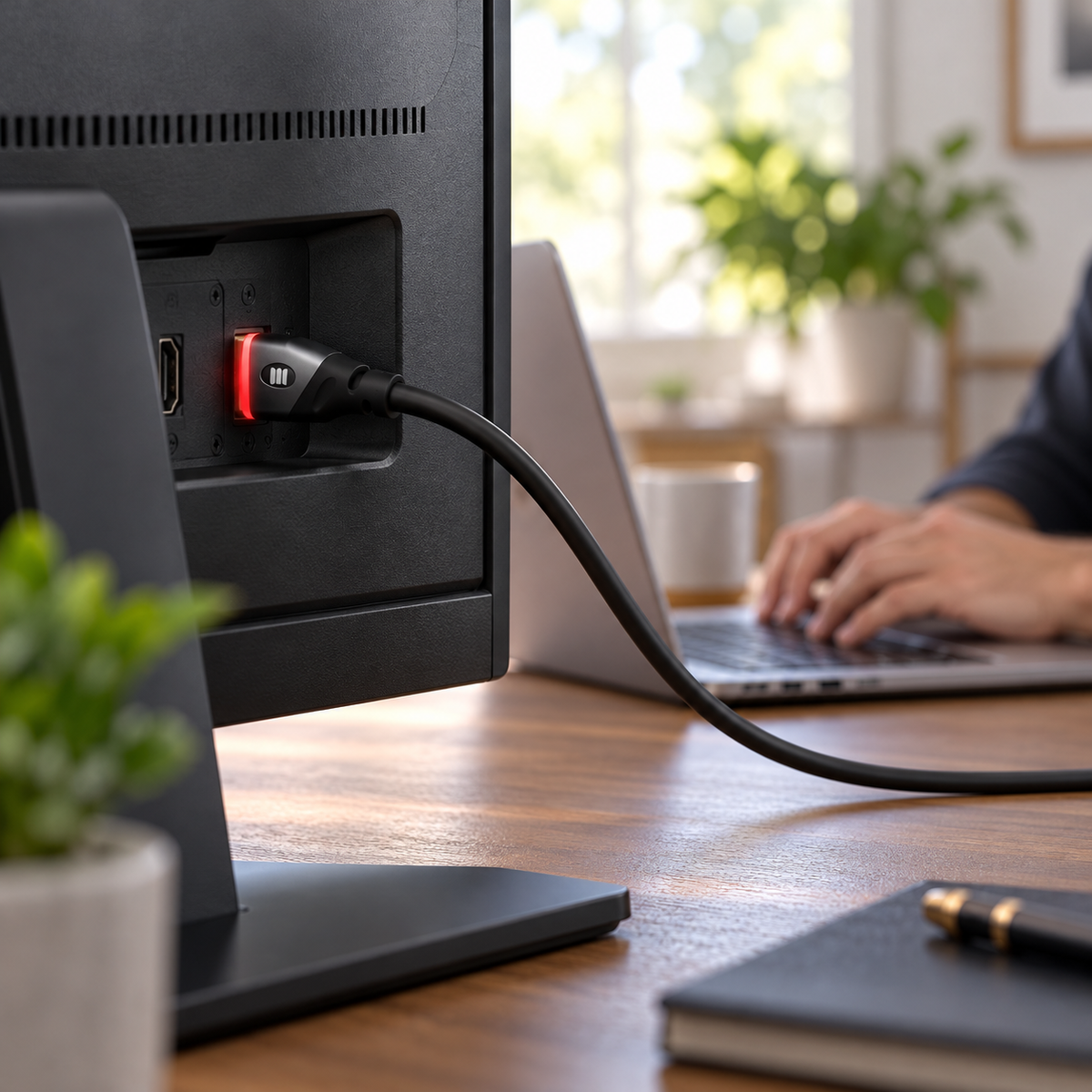 Using the Monster red LED HDMI cable with an external computer monitor