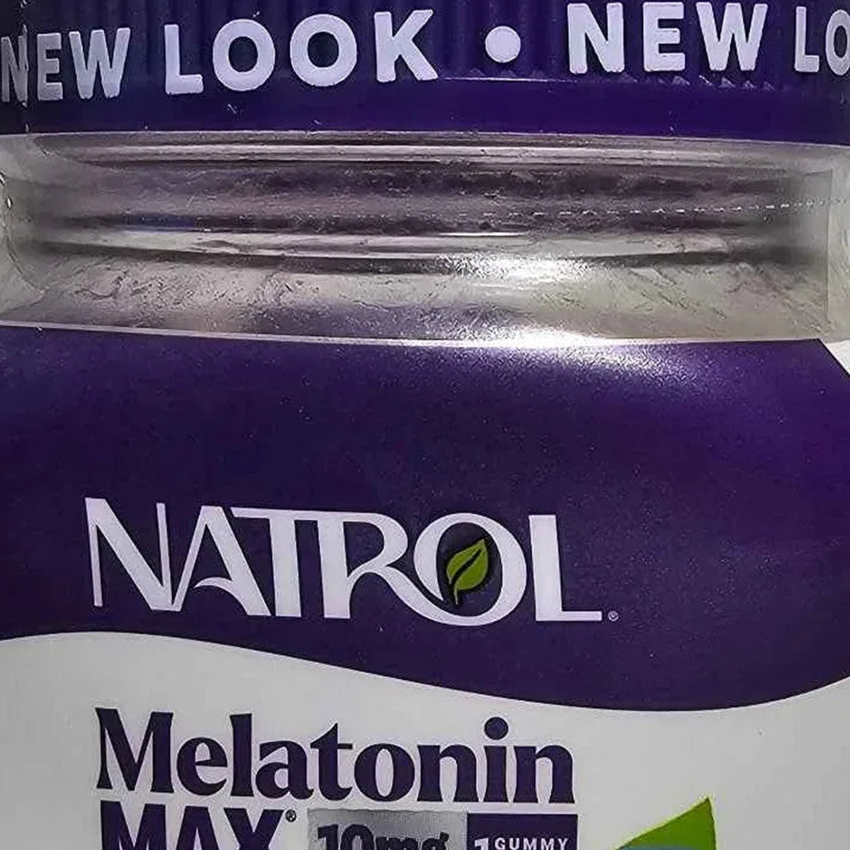 Actual photo detail of Natrol Melatonin MAX 10mg blueberry gummies front label
