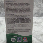 Original photograph of actual Nordic Naturals Recovery Plus box directions, warning label and carton wear