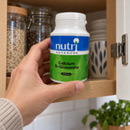 Adult retrieving Nutri Advanced Calcium D-Glucarate from a cupboard