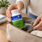 Adult packing Nutri Advanced Calcium D-Glucarate into a travel pouch
