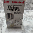 Original photograph of actual Oatey Sure-Vent 20 DFU retail box and shelf wear