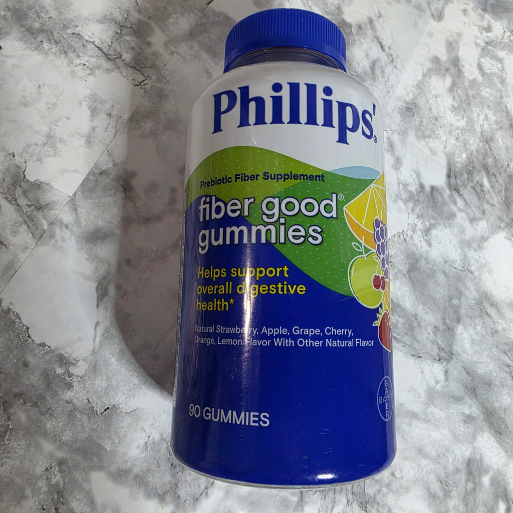 Actual stocked Phillips Fiber Good Gummies prebiotic fiber supplement, 90-count bottle
