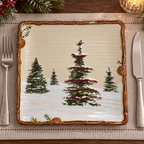 Snow Valley tree dinner plate in a holiday place setting