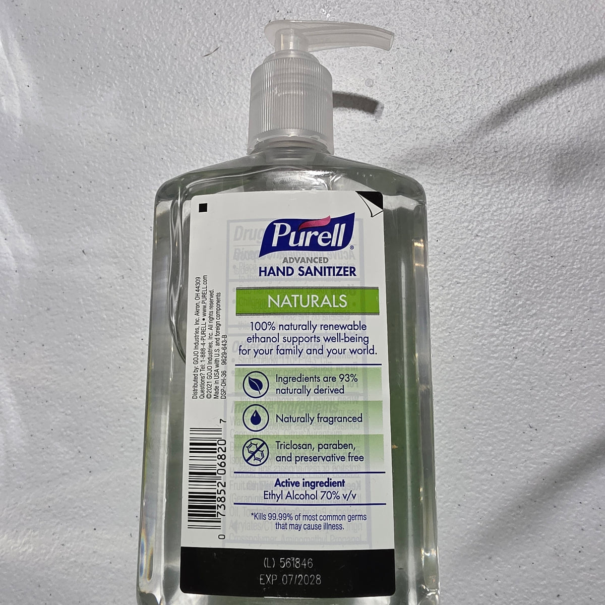 PURELL Naturals 12 fl oz pump bottle, actual owner photo owner-back