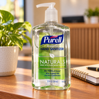 PURELL Naturals 12 fl oz pump bottle, illustrative reception setting; props not included