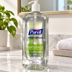 Illustrative setting: PURELL Naturals 1 liter bottle on a vanity; props not included