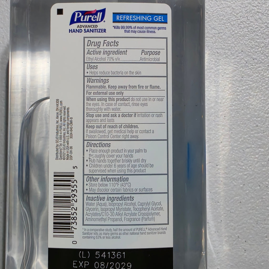 PURELL 24 fl oz Drug Facts, ingredients and warnings
