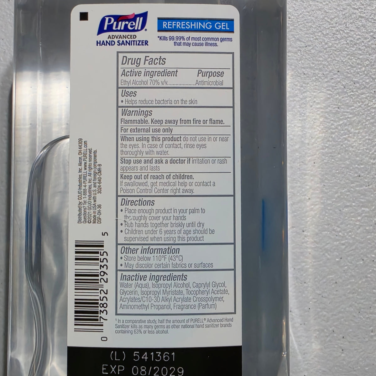 PURELL 24 fl oz Drug Facts, ingredients and warnings