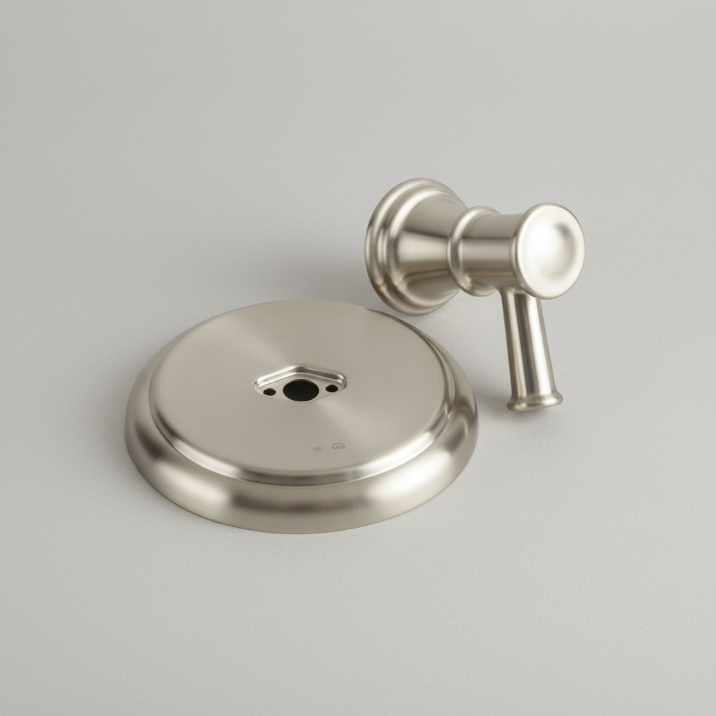 AI-generated lifestyle/context image of Moen Belfield UT4301BN M-CORE transfer valve trim kit in Brushed Nickel