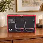 AI-generated lifestyle illustration of one closed RIEDEL O Cabernet/Merlot two-piece box in a sideboard setting. Background props not included.